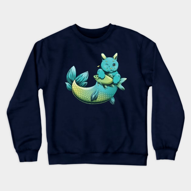 Catfish - Cat Fish - Cat Mermaid Crewneck Sweatshirt by redappletees